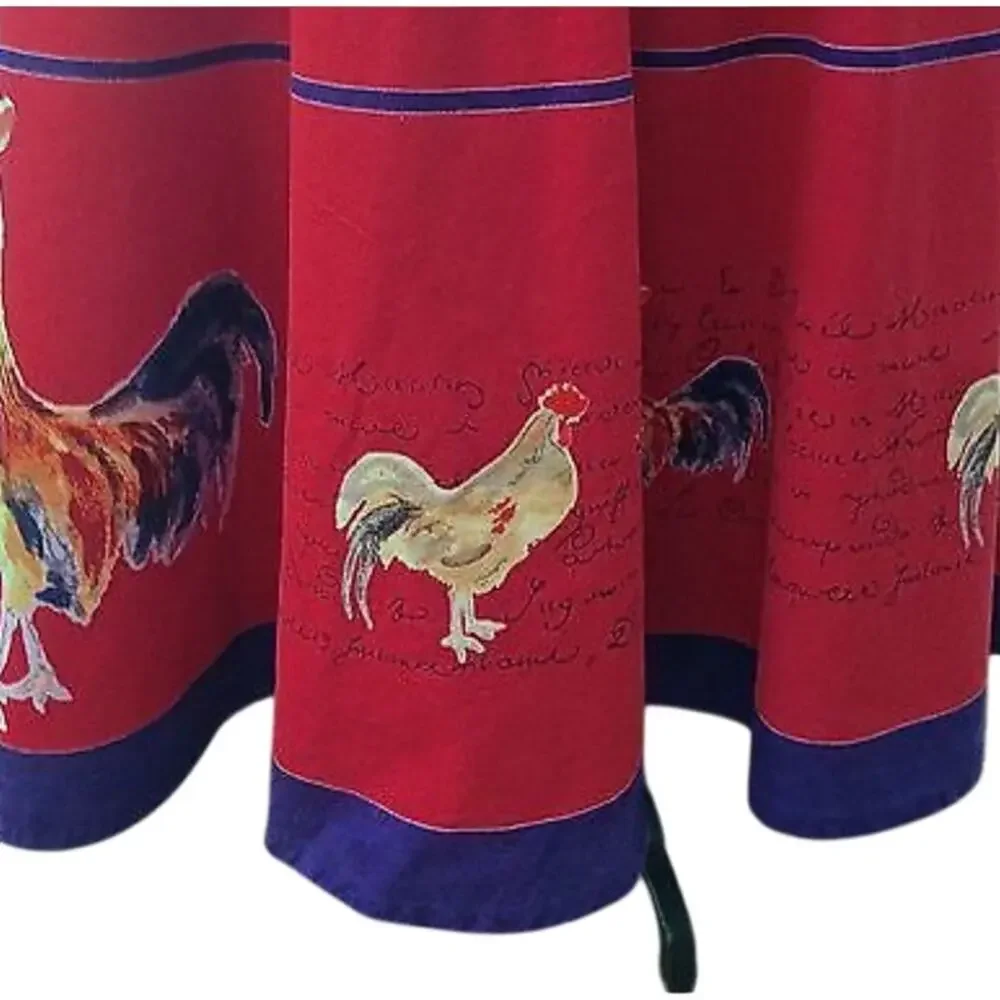 Williams Sonoma Red French Script Rooster 100% Cotton 70
